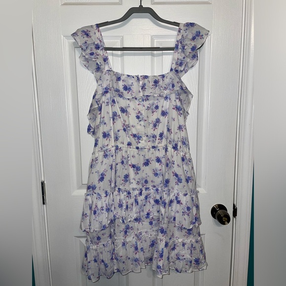 XL LOVESHACKFANCY X Target Amalie Ruffled Tiered Floral Dress Blue Purple - Picture 3 of 5